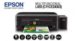 Máy in Phun 04 màu Đa năng Epson L455 (in, scan, copy, wifi) - Khổ A4 - Máy in có gắn sẵn bộ tiếp mực ngoài chính hãng Epson (BHành 12 tháng)